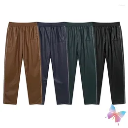 Pantalons pour hommes Vintage Street Rep Haute Qualité Lettre en relief R Taille élastique Cuir Hommes Femmes Casual Loose Stripes Pantalons