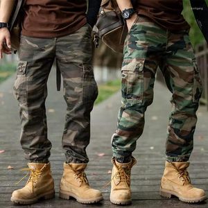 Pantalon masculin de style vintage poids lourd cargo multi-poches camouflage de la longueur de cheville extérieure décontractée randonnée