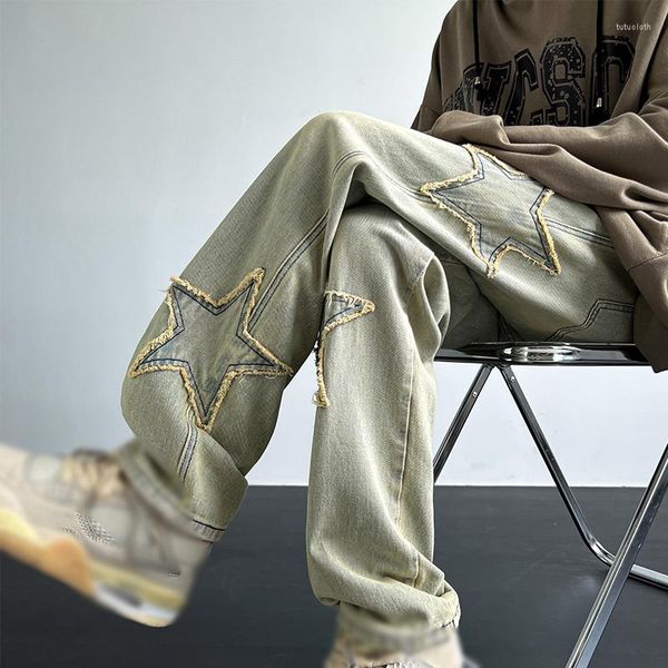 Pantalones para hombres Vintage Jeans de moda American Premium Simple Casual Moda Calle Masculina Recta Moda Peplum Ropa