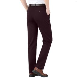 Pantalones de hombre Pantalones de cintura Color Fino Elástico Sólido Casual Alto Hombres de negocios