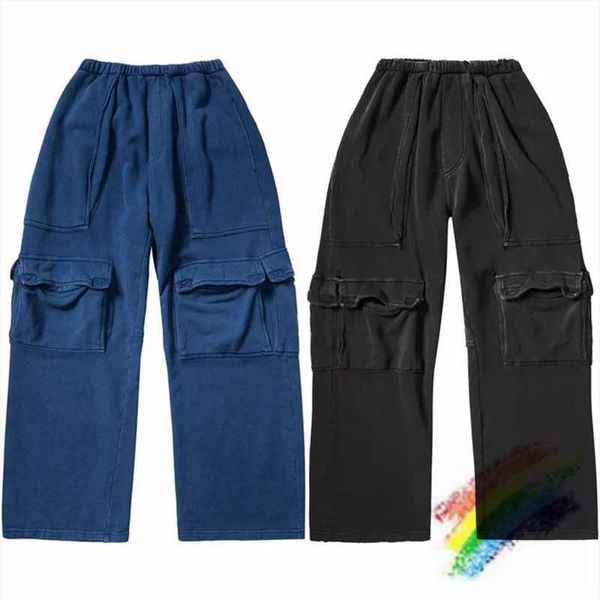 Pantalon masculin lavé bleu noir multi-poche pantalon jogger masculin femmes 1 1 meilleure qualité saut-cordon hip hop pantalon cargo pantalon h240508