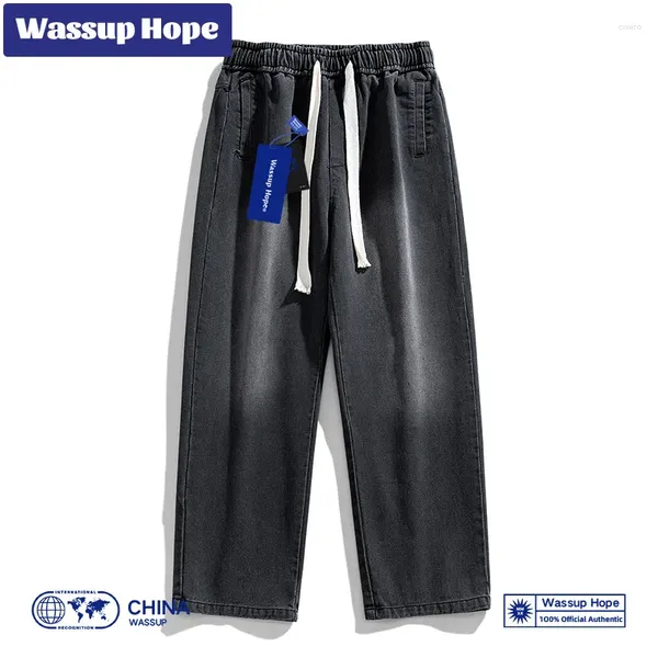 Pantalons pour hommes Wassup Hope Jeans Printemps et automne Casual Cordon droit Couple recadrée marque de mode chinoise
