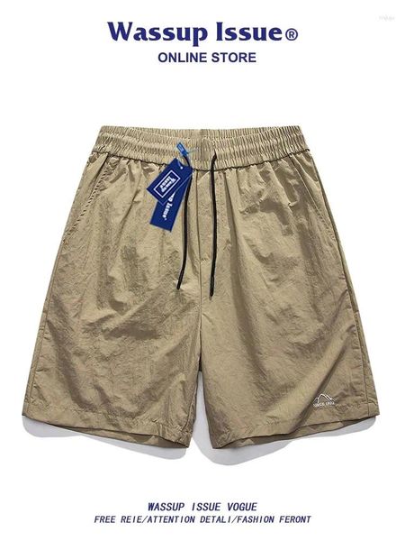 Pantalones para hombres WASSUP ISSUE Seda de hielo Secado rápido bordado corto para hombres Máquina de verano Thin Fahion Brand American Baketball Beach