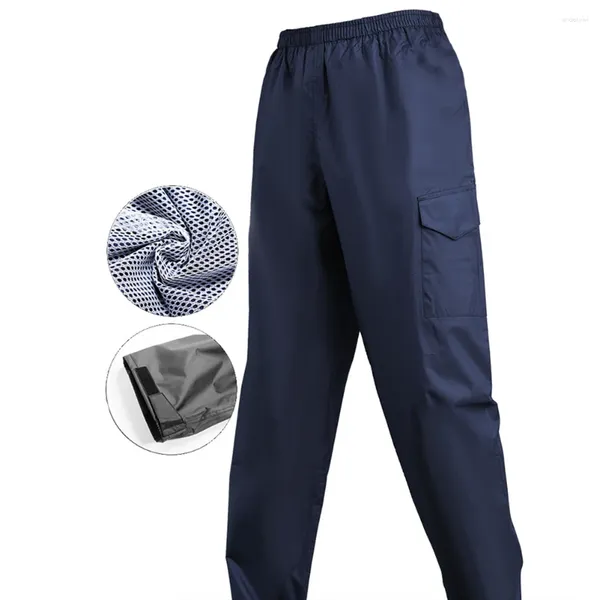 Pantalones para hombres impermeable lluvia negra tiene unas vacaciones de nylon de poliéster de bolsillo de bolsillo.