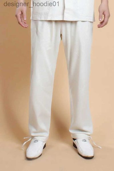 Pantalon pour hommes Blanc Chinois Coton Lin Pantalon Hommes Kung Fu Wu Shu Pantalon Lâche Casual Tai Chi Pantalon Taille S M L XL XXL XXXL MP001 L231129