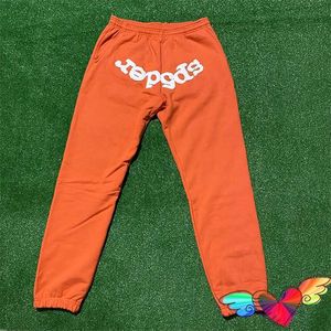 Pantalones de hombre Espuma blanca Impresión Young Thug Sp5der Pantalones de chándal Hombres Mujeres 1 1 Pantalones de araña naranja 555555 Joggers Pantalones con cordón 61RG