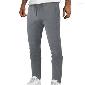 Pantalons pour hommes Blanc L Hommes Casual Hip Hop Solid Color Track Cuff Lace-up Workout With PocketMen's Naom22
