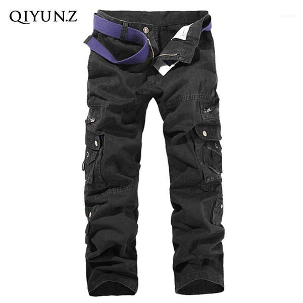 Vente en gros de pantalons pour hommes - Noir / Gris foncé / Vert armée Multi-poches Loose Straight Work Long Trousers1