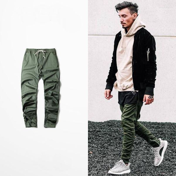 Vente en gros de pantalons pour hommes - West Hip Hop Clothing Men Joggers Jumpsuit Chino / Green Side Zipper Harem Pants1