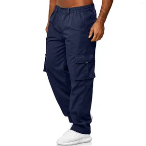 Pantalon pour hommes jambe large pour homme hommes décontracté rabat poche côté cordon couleur unie taille pantalon doux confort pantalons de survêtement streetwear