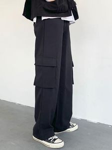Herenbroeken Wide-pijten Zomer Herenbroeken Japanse overalls Losse rechte pijpen Hong Kong-stijl All-Match enkellengte broekbroeken's