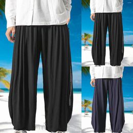 Pantalon homme jambe large avec coton et lin améliorés Hakama Double couche mémoire homme 44x30 jolie mousse H