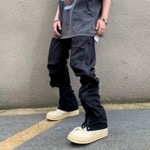 Herenbroek Wijd poot Zippered Black Cargo Pants unisex rechte pocket casual heren losse oversized heren mode y2k pa j240429