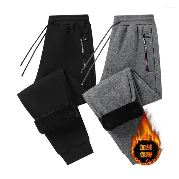 Pantalones para hombres Invierno ropa casual cálida tibia de talla de talla de talla de talla suelta jogger de pantalón elástico cepillado