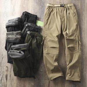 Pantalons pour hommes Pantalon cargo en polaire d'hiver pour hommes 4XL épais chaud pantalon militaire salopette multi poches droit décontracté sport Baggy pantalon de travail 231127