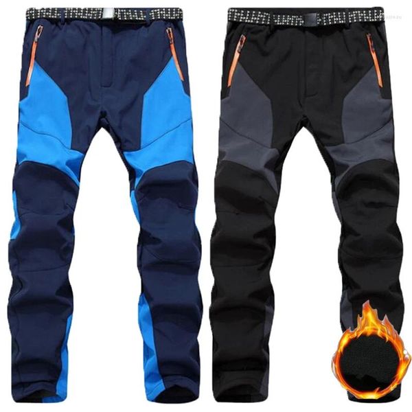 Pantalones para hombres Invierno Fleece Hombres al aire libre Softshell A prueba de viento Impermeable Espesar Pantalones cálidos Deportes ocasionales Camping Techwear Cargo