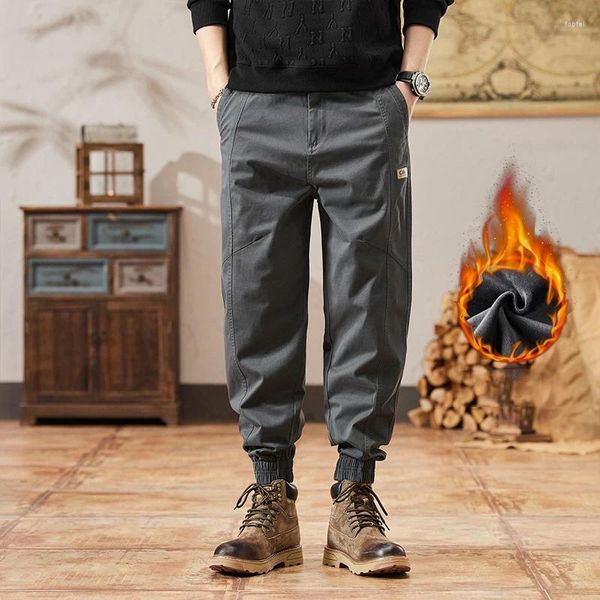 Pantalon homme hiver polaire salopette coupe ample couleur unie épaissi chaud Harem Streetwear à la mode pantalon décontracté