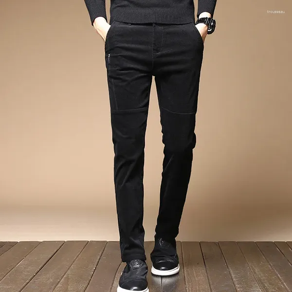 Pantalons pour hommes hiver polaire chaud velours côtelé pour épais décontracté affaires mode velours élastique noir gris vert