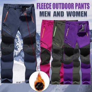 Pantalones de hombre Winter Fleece Warm Men Pants Male Outdoor Snow Camping Senderismo Pantalones de trabajo A prueba de viento Snowboard Ski Impermeable Transpirable Pantalones W0325