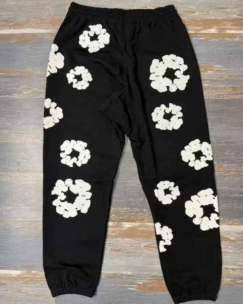 Pantalons pour hommes Hiver Harajuku Fleur All-Print Mousse Américain Kapok Street Hommes et femmes Épaissie Lâche Y2K Leggings Piste