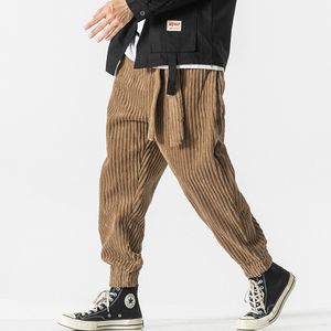 Pantalons pour hommes hiver japonais hommes ceinture en velours côtelé sarouel décontracté jogging pantalons de survêtement Hiphop rue mâle grande taille M5XL 230410