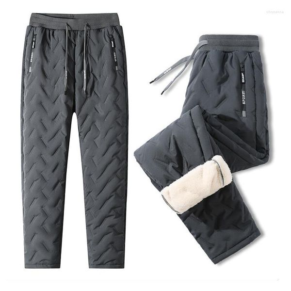 Pantalones de invierno para hombre, pantalones de chándal informales de plumón de cordero para hombre, pantalones de chándal de algodón cálidos, pantalones térmicos a prueba de agua para hombre, M-7XL de gran tamaño