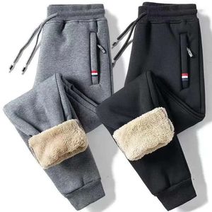 Heren Broek Winter Lamswol Warm Casual Fiess Jogging Joggingbroek Mannelijke Effen Trekkoord Bodems Fleece Rechte Broek M-5xl