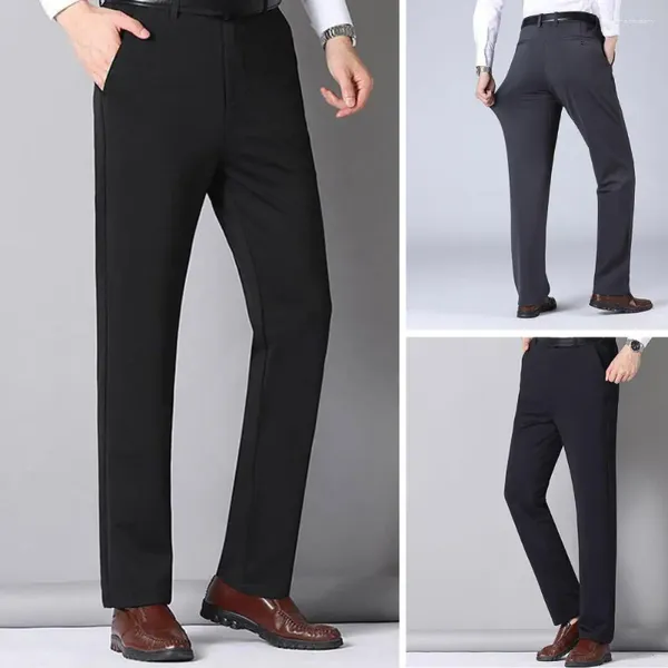 Pantalon pour hommes Hiver Men High Taist Slim Fit Suit avec des poches chaudes en peluche profonde Style commercial pour père