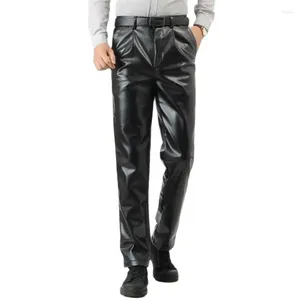 Pantalon masculin surdimension surdimensionné en cuir chaud pantalons pantalons hétéros cuero pantalones mâle automne plus velours