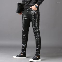 Pantalon Homme Hiver Personnalité Pantalon En Cuir Pu Hommes Sarouel Pieds Mode Pantalon Homme Rue Nouveauté Noir