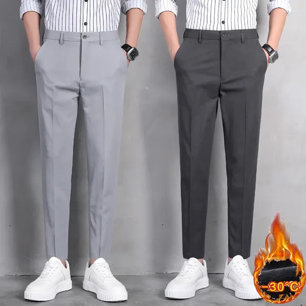 Pantalons pour hommes hiver peluche confortable tissu coréen costume costume hommes décontracté crayon solide pantalon droit streetwear surdimensionné unisexe