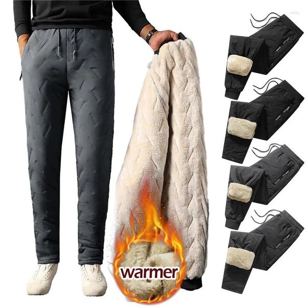 Pantalons pour hommes Sweatwear d'hiver Hommes Peluche Épais Polaire Pantalon de survêtement en laine d'agneau Pantalon thermique décontracté imperméable coupe-vent chaud coton