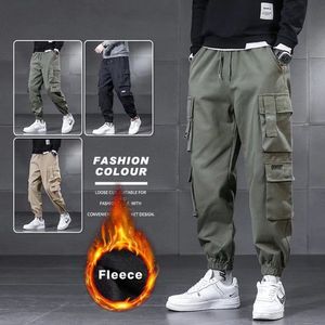 Pantalon homme hiver épais chaud polaire Cargo Streetwear grande taille noir Joggers mâle décontracté thermique pantalon 5XL 230320