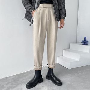 Herenbroek winter dik wollen mannen warme mode casual slanke Koreaanse harun heren vaste kleur dikke broek s-2xl