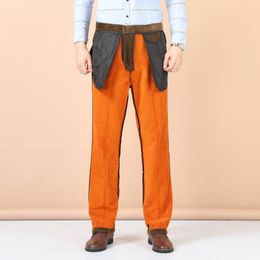Pantaloni da uomo invernali con velluto spesso caldo pieghettato velluto a coste pantaloni in pile a vita alta business dritto sciolto 230323