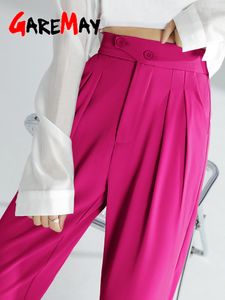 Herenbroeken vrouw broek pakken Koreaanse stijl elegante rechte zomerbroek vrouwen casual outfits klassieke witte brede broek vrouwen hoge taille 230324