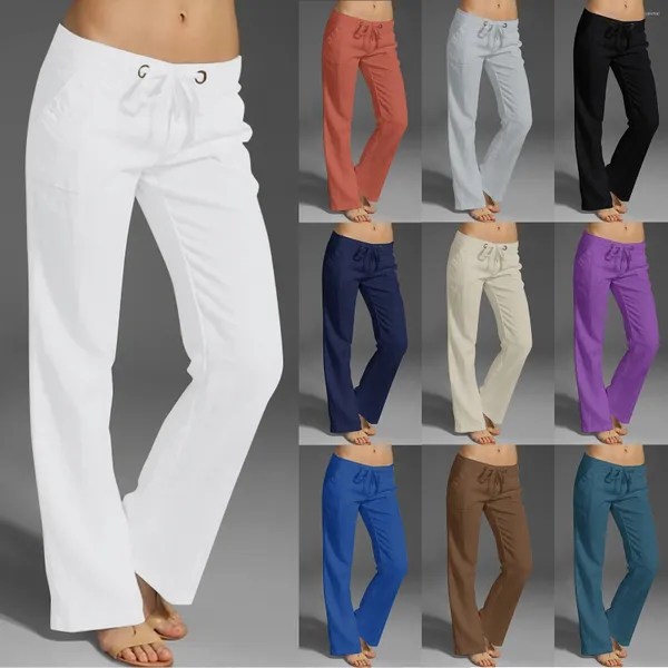 Pantalones para hombres Pantalones sueltos casuales 2023 Producto Vintage Sólido Elástico Cintura Algodón Lino Europeo y Americano