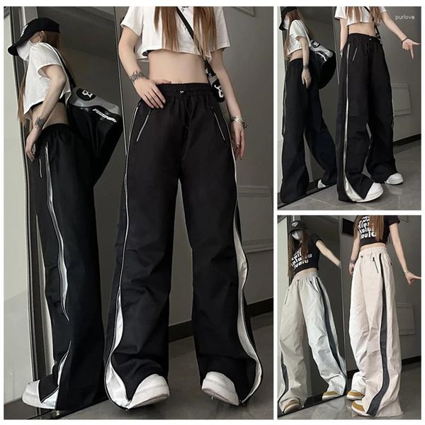 Pantalones para hombres Pantalones de chándal para mujer Moda Pierna ancha Streetwear Mujer Cintura alta Joggers Pantalones Estilo coreano Hip Hop Danza Pantalón suelto