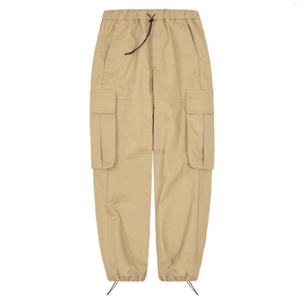 Pantalones para hombres Mujeres Primavera Cargo Men Cargo Men Vintage Vintage Drawstring Shathing Talsers Y2K Moda de pierna ancha