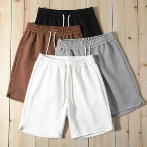 Pantalones para hombres Mujeres Pantalones cortos casuales de verano Cordón de cintura elástica Ajuste suelto Color sólido Pierna ancha Fitness Sport Streetwear