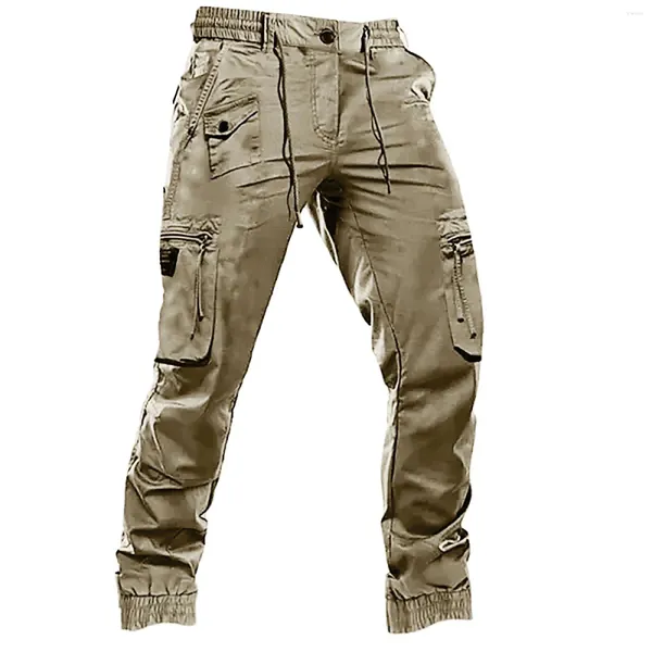 Pantalons pour hommes Travail pour hommes Mignon 2023 Mode Ceinture Cargo Slim Pied Élastique Multi Sac Casual