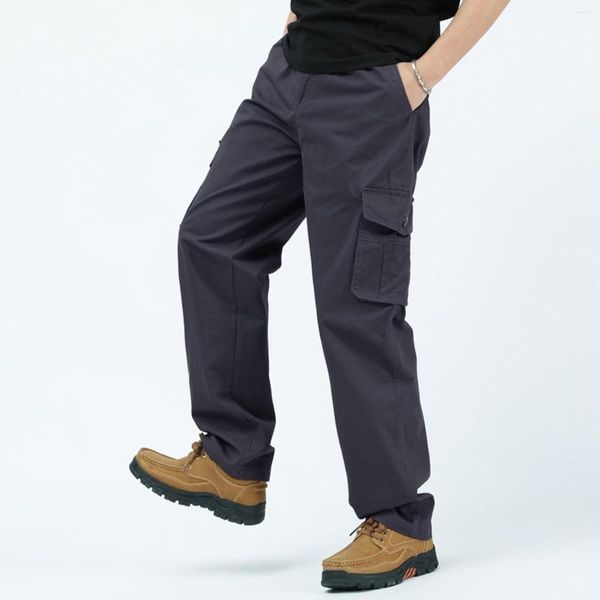 Pantalons pour hommes travail avec poche de téléphone hommes couleur unie été décontracté tout Match à la mode tissé Long Cargo maison Double genou