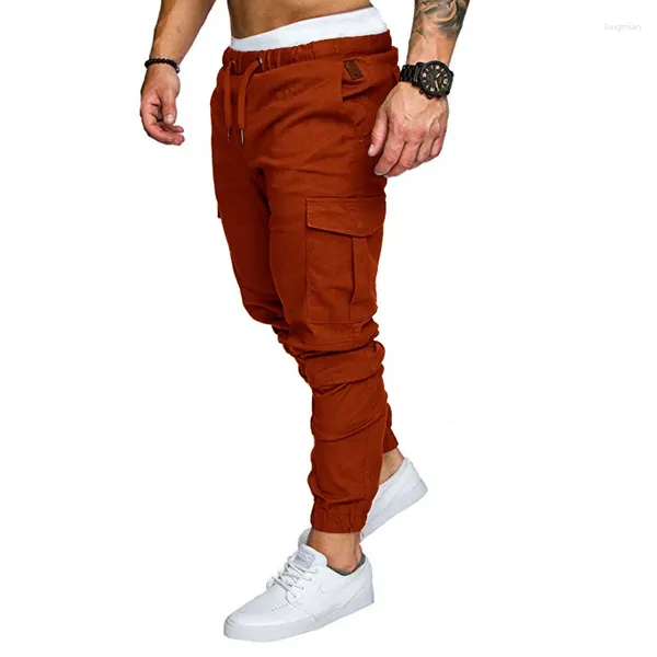 Pantalon en tissu tissé pour homme, décontracté, avec poches multifonctionnelles, Design dernier Style, 2024