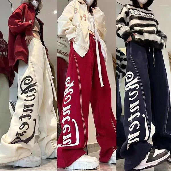 Pantalones para hombres Y2G Harajuku American Retro Sweetpants Street Letras Impresas Pierna ancha recta suelta Cintura alta Casual Boys Girls