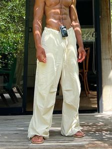 Pantalons pour hommes Y2K Cargo Hommes Mode Multi Couleurs Taille Élastique Cordon Large Jambe Baggy Mince Parachute Pantalon Streetwear Tendance 230207