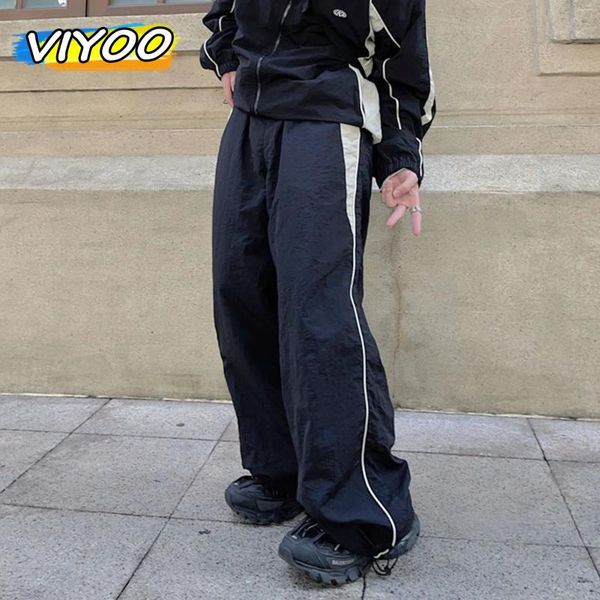 Pantalones para hombres Y2K Ropa Chándales Track Baggy Cargo Ropa de gran tamaño Joggers Harajuku Streetwear Pantalones anchos negros para hombres