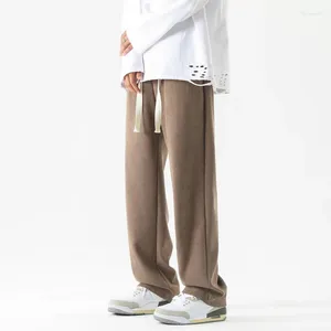 Pantalones para hombres Y2k Moda de alta calidad Tira fina Pana Hombres Primavera Otoño Casual Tendencia Pierna recta Traje suelto