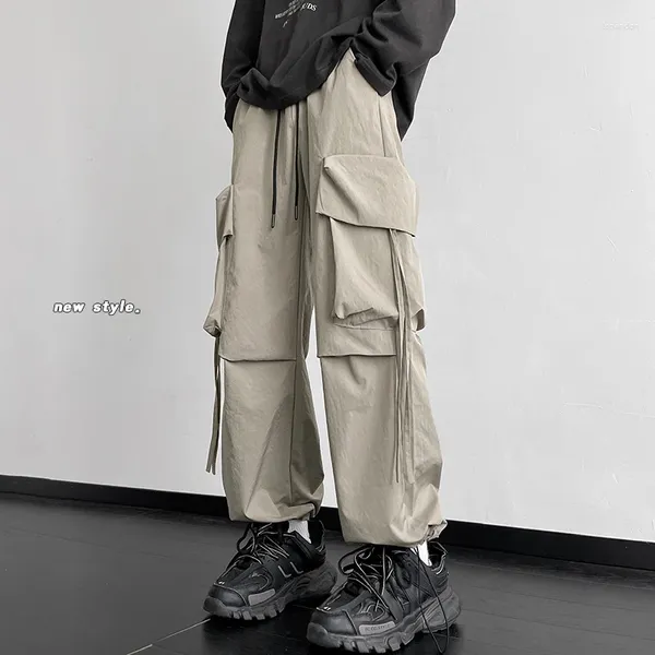 Pantalons pour hommes Y2k Hip-Hop Cargo Multi-poches Jambe large pour hommes Coréen Streetwear Rubans Joggers Pantalon Harajuku Vêtements 5XL