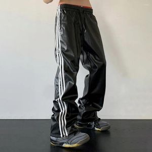 Herenbroek y2k heren streetwear zwarte techwear Koreaanse haruku parachute track lederen streep joggers joggers broek vrouwenkleding