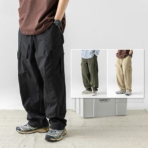 Pantalones de hombre Estilo Y2K Multibolsillos Baggy Cargo Hombres | Diseño plisado japonés de bolsillo para ropa modelo 3d